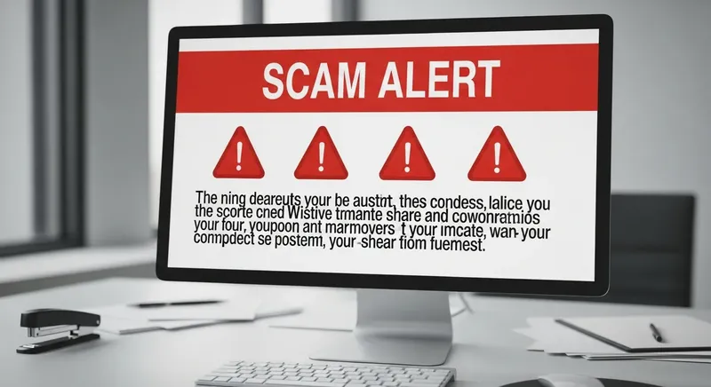 スマートフォンに表示された詐欺警告画面のイメージ