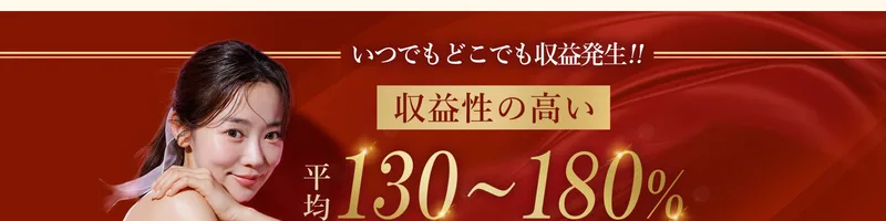 「回収率130〜180%」と書かれた広告の数字部分のイメージ