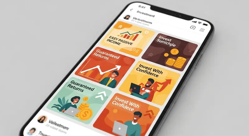 SNSのフィードに表示された投資広告のイメージ。簡単に不労所得が得られるという謳い文句が表示されている