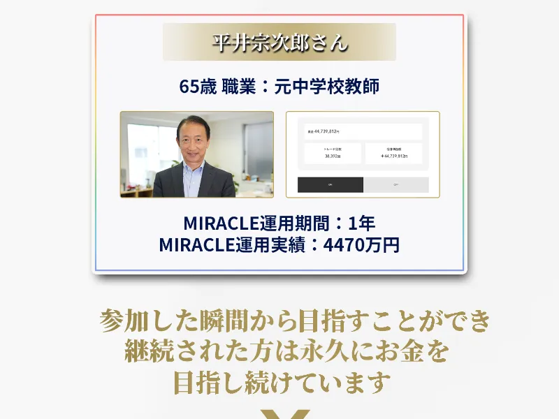 MIRACLEの広告で倉由美希のプロフィールが紹介されている部分