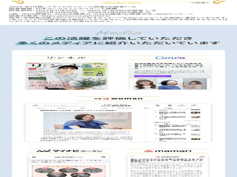 リモラボのLPで出版実績とメディア掲載をアピールする画面